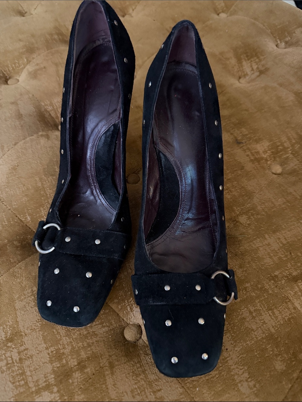 Black Studded Suede Women’s Pumps